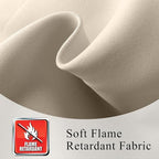 Fcosie Inherent Flame Retardant Blackout Curtains for Meeting Room (100W by 102L Inch, Beige, 2 PCS), Room Darkening Antique Bronze Grommet Draperies, 80% Light Blocking Drapery Window Treatment