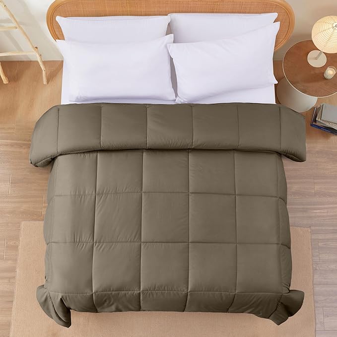 Modern Threads Down Alternative Reversible Comforter Taupe/Champagne Twin