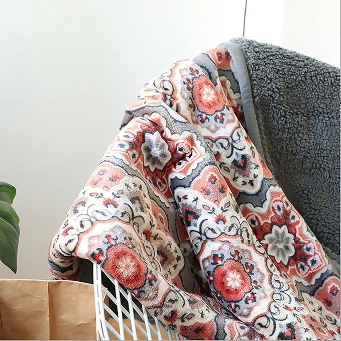 UKELER Floral Sherpa Throw Blanket Queen Size 80'' x 90'', Southwestern Throw Blanket for Bed/Couch/Sofa/Camping, Great Gift for Mother's Day, Father's Day, Thanksgiving, Christmas
