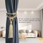Fenghuangwu Magnetic Curtain Tiebacks Tassel Tie-Backs, Rope Curtain tie Backs Handmade Curtain Holdbacks Made from Polyester (Gold, 2 Pack)