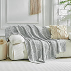 Longhui bedding Chunky Cotton Knit Throw Blanket for Couch, Sofa, Bed, or Chair, Decorative Breathable Fall Cable Knit Blanket 60 x 80 Inches, Large Medium Weight Grey