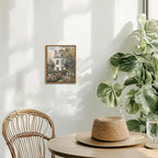 Floating Framed Canvas Vintage Wall Art, Neutral English Cottage Rose Garden Oil Paintings Print, Spring Pictures Wall Decor for Living Room Hallway Bedroom Office Rustic Decor 8x10 inch