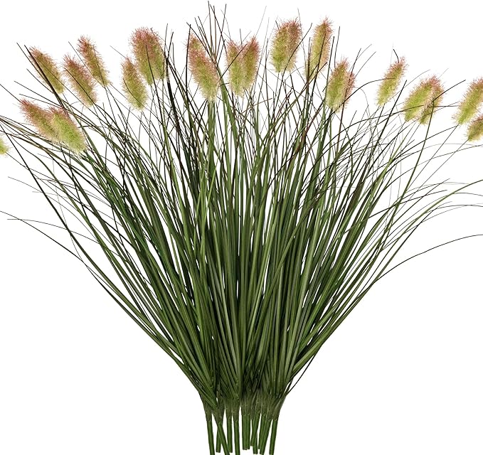 Artificial Grass, Fake Grass, Artificial Shrubs, Wheatgrass Cattails Fake Grass Decorations, Artificial Plants, Ornamental Grass, Outdoor Fake Grass, Green Leafy Decorations (12PCS)