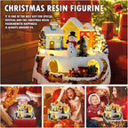 Christmas Decorations Village House Resin Collectible Building Figurines Revolving Train Musical Snow Globe 8 Music for Vintage Christmas Decor (Snow Man)