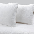 Cozy Line Home Fashions 6 Piece Daybed Cover Set, Solid White Chic Medallion Trendy Damask Quilting All Season Luxury Bedding with Bedskirt, Matching Shams, Decorative Pillow