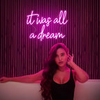 Kavaas It Was All A Dream Neon Signs 16.5" x 12.5", Pink It Was All A Dream Neon Light for Girly Room Decor Aesthetic | LED Dream Signs for Bedroom, Party, Bar, Salon, Bathroom