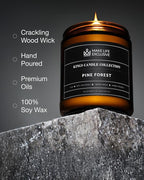 Scented Candles for Men | Pine & Cedar Scented | Wooden Wick, Long Lasting, Masculine Scents | Natural Soy Jar Candle for Home, Bachelor Pad Decor | The Perfect Mens Gift.