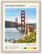 HesenDot Natural OAK Wood Golden Gate Bridge Framed Wall Art,12x16in San Francisco City Skyline Canvas Wall Print,Modern Urban Landmark Wall Decor for Living Room,Bedroom,Office Gallery Gifts Set of 1