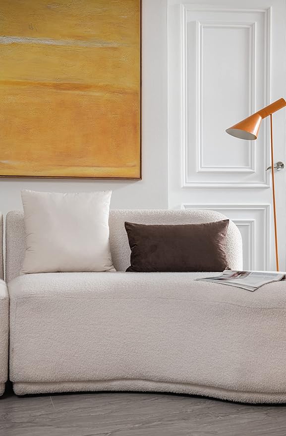 Couch Pillow Covers 24x24 Cream: 2 Pack Cozy Soft Velvet Square Throw Pillow Cases for Farmhouse Home Decor