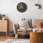 Maxstar Large Moving Gear Wall Clock,20" Vintage Mechanical Battery Operated Industrial Wall Clocks for Farmhouse Living Room,Home Office, Dinning Room, Kitchen, Steampunk Decor-Gold,Arab Numeral