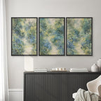 SIGNWIN Framed Canvas Print Wall Art Blue and Green Floral Impressionist Nature Scene Photography Modern Art Minimalist Black and White for Living Room, Bedroom, Office - 16"x24"x3 Black