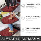 Yimobra Welcome Mat Outdoor, 36x24 Waterproof Large Door Mat Outside Entrance, All-Weather Non Slip Front Door Mat, Low-Profile Entryway Mat Indoor, Porch and Patio, Wine Red