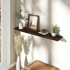 Fun Memories Rustic Elm Wood Floating Shelves for Wall, 48" Floating Shelf Wall Mounted, Long Floating Disply Shelf with Heavy-Duty Bracket for Living Room, Kitchen, Bathroom, Walnut Color, Set of 1
