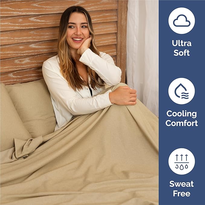 Split King Sheets Set 7 Piece - Includes 4 Pillowcases - Bed Sheets Split King - Soft Hotel Luxury Bedding - Cooling and Breathable - 1 Flat & 2 Fitted & 4 Pillowcases w/ Deep Pockets - Heathered Tan