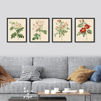 SIGNWIN Framed Vintage Colorful Wildflower Wall Art, Set of 4 Variety Floral Wall Decor Prints, Nature Wilderness Wall D¨¦cor for Living Room, Bedroom - 12"x16" Black