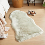 AMTOVO Faux Fur Rug, Light Grey Area Rug, Fluffy Sheepskin Rug, Fuzzy Ultra Soft 2 x 4 ft Shag Rugs for Bedroom Sofa Throw Cushion Room Decor, Sheepskin