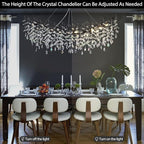 Modern Black Rectangle Crystal Tree Branch Chandelier, 55" 16-Light K9 Crystal Chandeliers for Dining Room, Rectangular Dining Room Chandelier Over Table,for High Ceiling,Kitchen