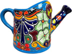 Talavera Watering Can Planter Large Flower Pot Large Mexican Pottery Folk Art Hand Painted Home Decor Garden Ceramic Handmade Multicolor 15" (Multi 3)