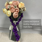 Handcrafted Farmhouse Wooden Decorative Beads Garland, Table Tray Boho Wood Beads with Tassel, Small Rustic Antique Decor for Home and Events (Royal Purple)