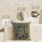 Charlotte Home Furnishings Throw Pillow Covers, Decorative Boho Pillow Covers for Couch, Living Room, Blue Tree Square Cushion Cases 18x18 in, European Cotton Jacquard Woven for Cozy Bedroom Decor