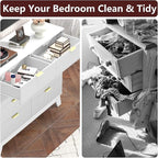 Fluted Dresser for Bedroom,8 Drawer Dresser for Closet,Storage Cabinet and Chest of Drawers with Gold Handle,TV Stand,Storage Organizer for Living Room,Hallway,Entryway,White