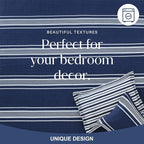 Y-PLWOMEN Quilt King Size - 100% Cotton King Size Bedspread, Navy Blue Striped Quilt for King Bed, Lightweight Reversible All Season, 3-Piece