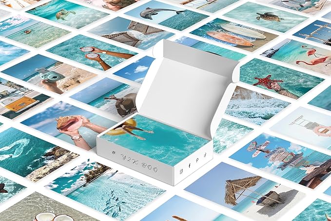 Y2K BOO Summer Beach Aesthetic Wall Collage Kit – 50 Ocean Blue & Sky Blue Photos, 4"x6" Prints for Teen Girls Dorm Room Decor, Beach Activities & Ocean Moments, Ideal Gift for Birthday & Graduation