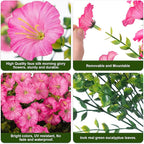 HyeFlora Artificial Flowers for Outdoors Fake Plants Outside Decoration, 12 Bundles Silk Pink Morning Glory with Eucalyptus UV Resistant Look Real Faux Flowers for Planter Front Door Yard Gardens Home