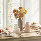 Ceramic Vase Home Table Decor - Flower Vase Set of 3 Living Room Kitchen Decorations Farmhouse Modern Rustic Vases Decorative Centerpiece for Shelf Bedroom Office Bathroom Dining Coffee Desk