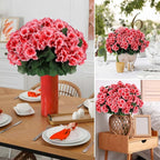 Hananona Artificial Geranium Flowers for Outdoors Geranium Silk Flowers Outdoor UV Resistant Garden Plants Faux Flowers for Home Kitchen Table Centerpieces Decor (12, Peach)