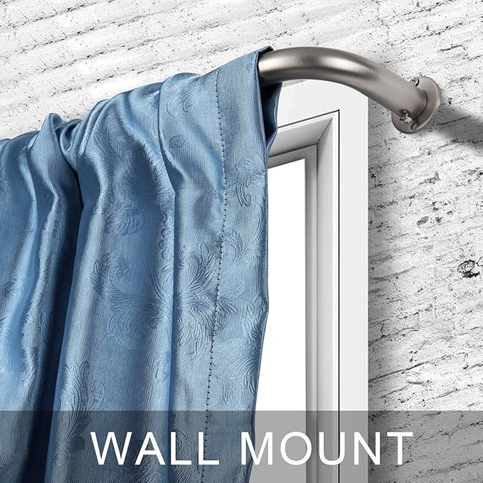 Room Darkening Curtain Rod, Wrap Around Design, Extra-Thick 1-Inch Diameter Single Drapery Rod, Extendable Metal Rod Set for the Blackout Curtains and Sheer (Satin Nickel, 28-48")