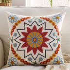 Embroidered Throw Pillow Cover 22x22 Classic Boho Floral Pattern Pillows Cover Outdoor Decorative Pillowcase,Durable Cozy Textured Cushion Case for Sofa Couch Bed Living Room,Orange