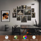 LANCHI95 12 Pcs Halloween Wall Art Prints, Vintage Witch Posters, Cute Ghost Pictures for Bedroom Decor (UNFRAMED)