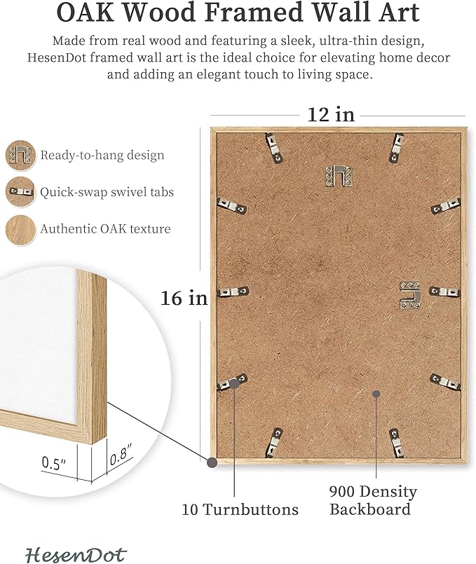 HesenDot Natural OAK Wood Framed West Virginia Wall Art,12x16in New River Gorge Quality Canvas Wall Print,Classic Urban Landmark Wall Decor for Living Room,Bedroom,Office Gallery Gifts Set of 1