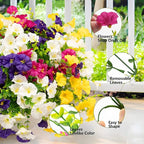 16 Bundles Artificial Flowers for Outdoor Spring Summer Decoration,Realistic Fake Silk Flowers Colorful Morning Glory UV Resistant Faux Plants for Front Door Porch Patio Planter Yard (Multi-Color)