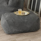 Square Pouf Ottoman, Comfy Lazy Floor Footrest with Memory Foam Filling for Living Room, Grey