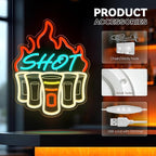 Shot Neon Sign, Bar Neon Signs for Wall Decor, Dimmable Acrylic Neon Lights for Home Bar Pub Club Bistro Man Cave Restaurant Party Decorations Gift