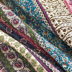 Cozyholy Boho Quilt Twin Size 100% Cotton Quilted Blanket Colorful Bohemian Striped Bedspread Coverlet Reversible Lightweight Stitch Vintage Bed Cover Throw Blanket for Couch Sofa Blue