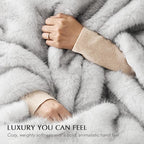 Luxury Faux Fur Throw Blanket, Soft Fluffy Faux Mink Blankets for Bed, Couch, Sofa, Thick Cozy Plush Warm Fur Throws with Reversible Velvet, Frosted White Wolf, 50"x60"