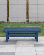 HDPE Outdoor Bench, 55" Patio Bench Outdoor Furniture, Poly Lumber Adirondack Benches, All Weather HDPE Garden Backless Benches for Park, Poolside, Deck, Porch, Navy