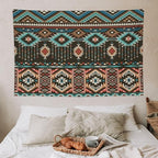 HZOHNAGO Aztec Tapestry Turquoise Blue and Brown and Native American Tribal Pattern Printed Wall Tapestry Wall Hanging for Bedroom Living Room Dorm 60" W x 40" H