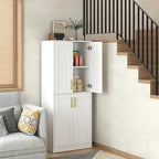 Storage Cabinet, Kitchen Pantry with Doors & Shelf, Tall Storage Cabinet for Bathroom, Living Room, Entryway,White