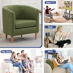 Accent Barrel Chairs Set of 2, Modern Comfy Living Room Chairs with Armrest Small Reading Chair with Cozy Soft Padded for Bedroom Reception Room Cafe,Green