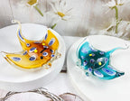 Crystal Ray Fish Figurine Hand Blown Glass Manta Ray Statue Collectibles Ocean Art Sea Animal Home Table Decor Gift Green 4.9''