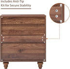 3 Drawer Dresser for Bedroom, Mid Century Modern Closet Dressers Chest of Drawers, Fluted Wood Wide Nightstand Storage Dresser with Drawers for Living Room, Dressing Room, Entryway, Hallway, Walnut