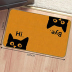 Mingnei Hi Bye Cat Welcome Doormat - Funny Black Cat Lover Floor Mat for Home, Kitchen, Entrance - Indoor/Outdoor Entryway Rug 30x17 (Orange)