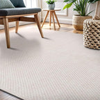 CAMILSON Easy Jute Rug 5x7, Indoor Outdoor Off-White Farmhouse Area Rugs for Living Room Patio and Kitchen Rug, Solid Woven Design, Easy-Cleaning, Washable Outside Carpet Alfombras (5 x 7)