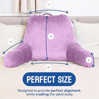 ComfortSpa Reading Pillow for Bed Adult Size, Back Rest Pillow with Arms, Pockets and Washable Cover; Use as a Back Pillow for Sitting in Bed for Bedrest or Relief from GERD Heartburn (XL Lavender)