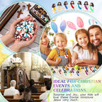 Bememo 100 Pcs Jesus Toys Original Design Mini Rubber Little Jesus Figurine to Hide and Seek Religious Party Favors Sunday School Craft Baptism Gifts for Easter Egg Stuffers(Multicolor)