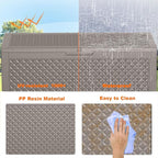 100 Gallon Deck Box Large Outdoor Storage for Patio Furniture,Outdoor Cushions,Garden Tools and Pool Supplies,Waterproof,Resin,Lockable(Grey Lozenge)